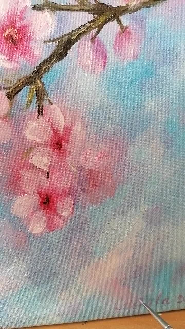 Painting Oil Art Collectibles Sakura Blossom Oil Painting Original