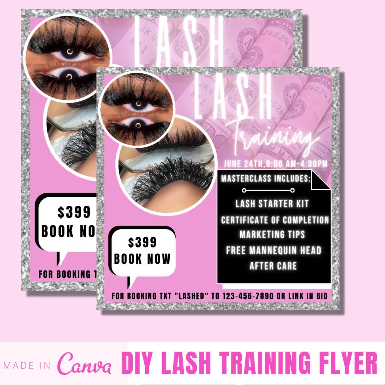 Graphic Design Paper Party Supplies Lash Technician Flyer Master Lash