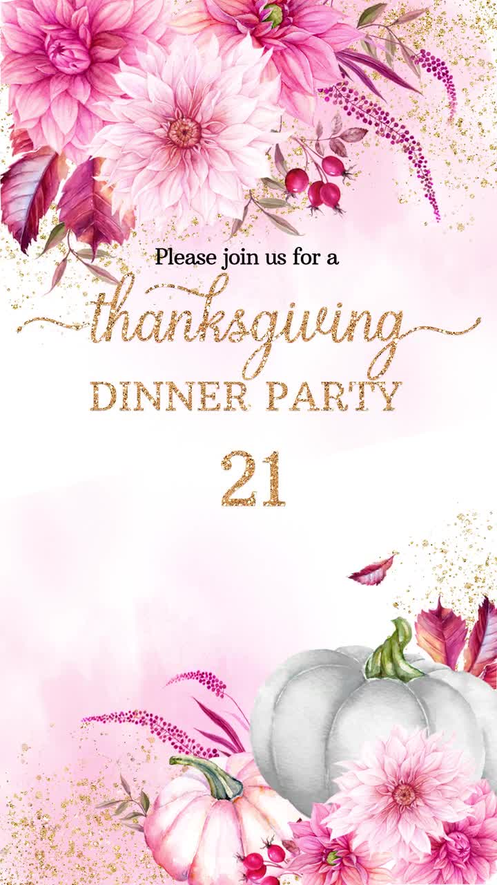 Thanksgiving dinner electronic video invitation with Pumpkin for Mobile Animated Invitation with Music BrFallWI Video invitation card