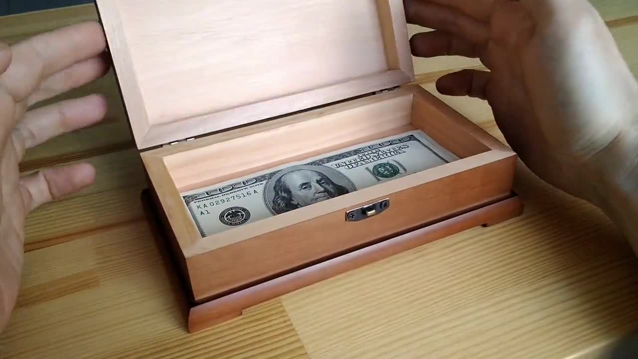 Banknote Case by SHSH trade group Wooden Cash Box with Lock Dollar Bill Dollar Banknote Money Holder Storage Box Great Gift Idea Jewerly Box for Banknotes 