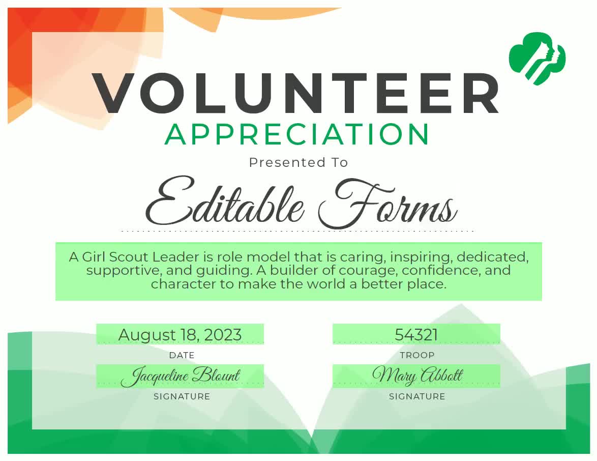 Girl Scout Volunteer Appreciation Certificate Pdf Tem - vrogue.co