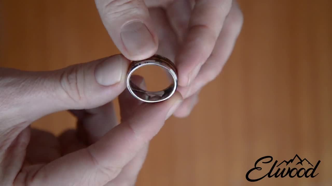 Tungsten and Rosewood Santos Ring With Guitar String Inlay - Etsy