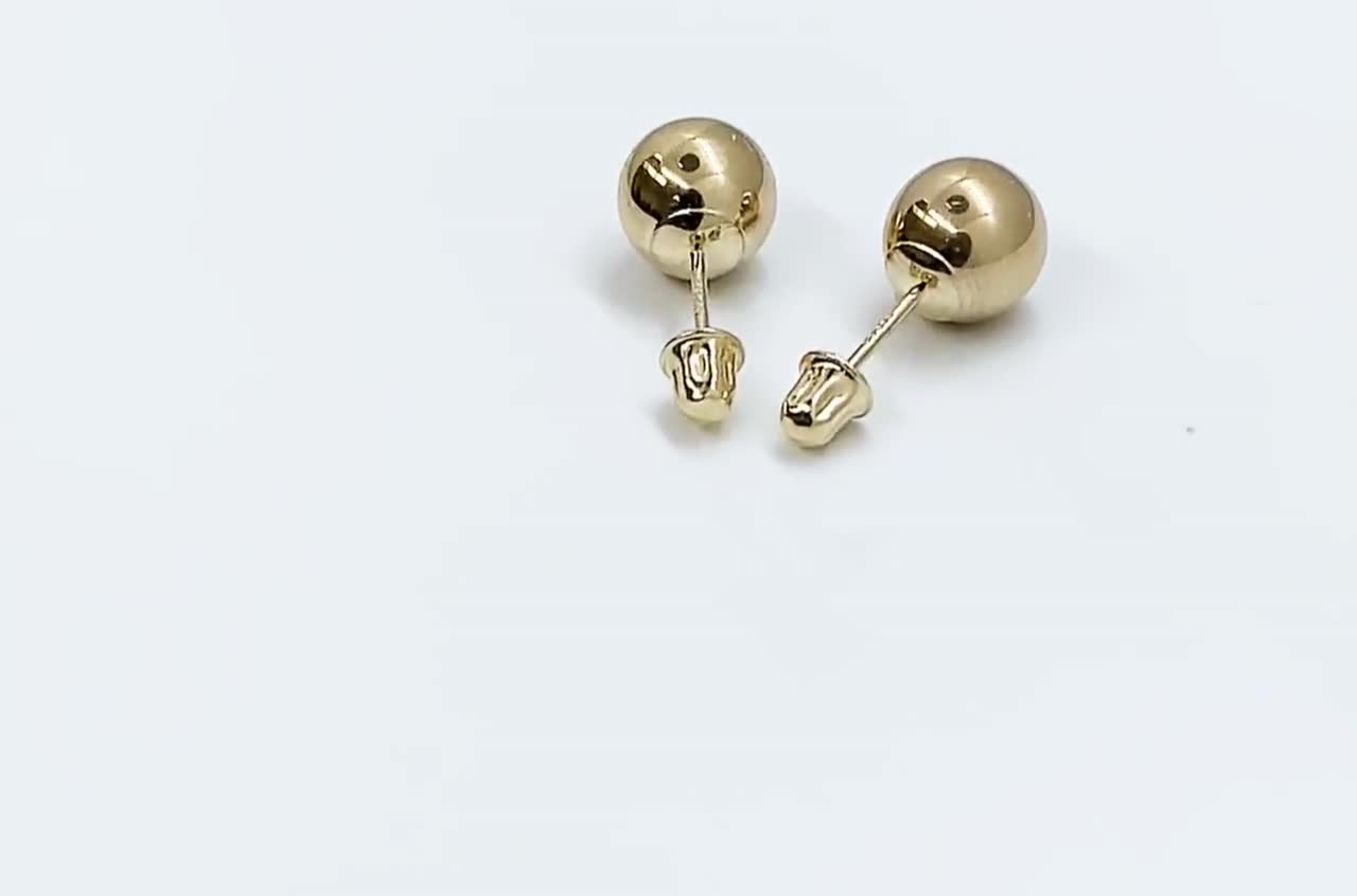 Ritastephens 14k Yellow Gold Ball Stud Post Earrings 3,4,5,6,7mm with Screw Backs 