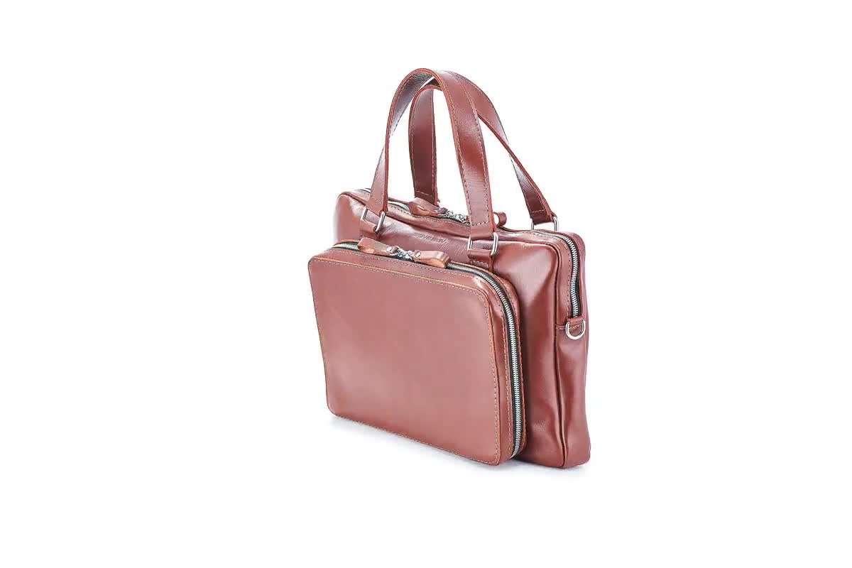 Cognac leather laptop briefcase, men office bag, computer handbag, casual  city shoulder purse, document accessories, fathers day work gift