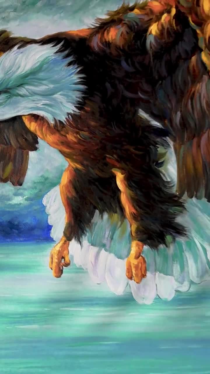 Pintura al óleo de águila impresionista pintada a mano sobre - Etsy México