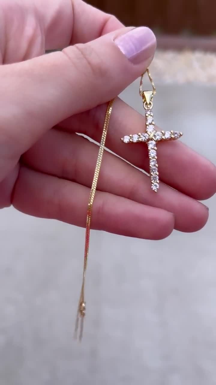14K Gold Filled CZ Micro Pave Cross Necklace