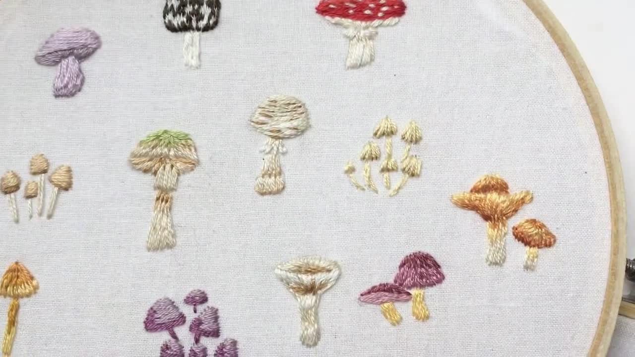 Instant Digital PDF Download Whimsical Mushroom Letter L Design Hand Embroidery Pattern Beginner Hand Embroidery Detailed DIY Hoop Art