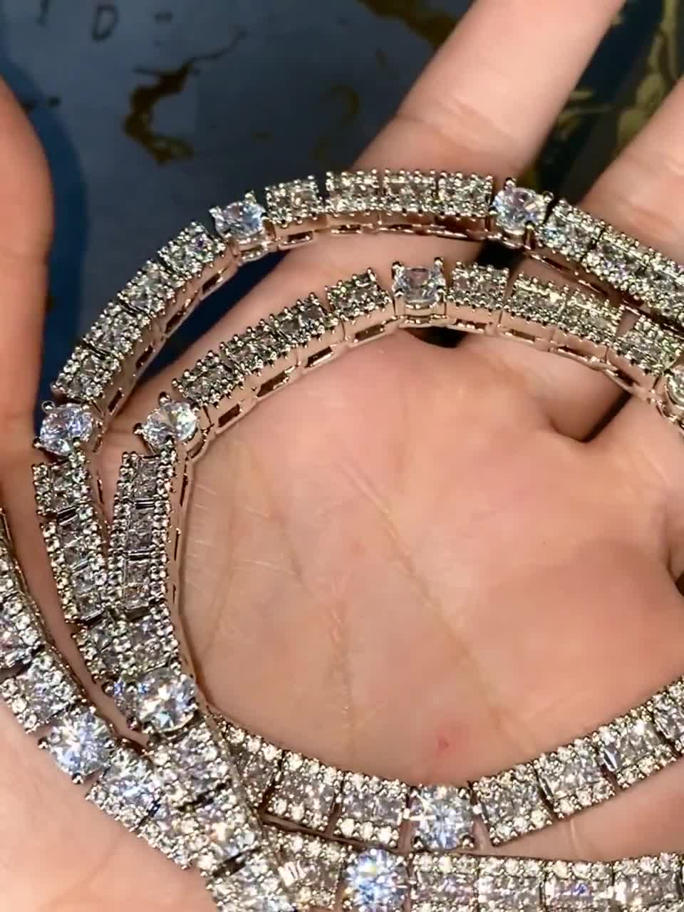 Men's Baguette Tennis Chain Necklace 