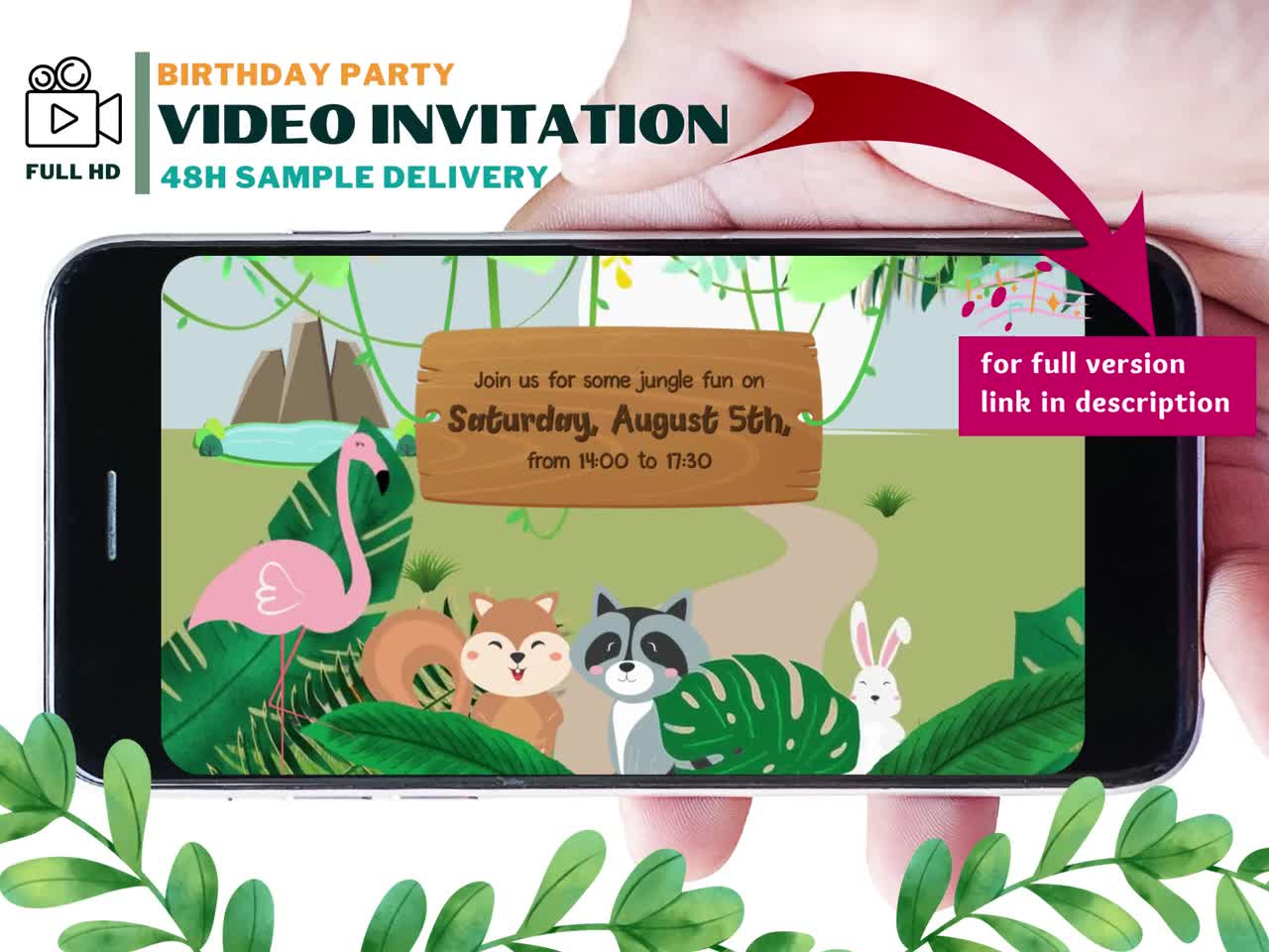 Digital Video Invitation Jungle Animals Safari for Party 1st - Etsy Canada