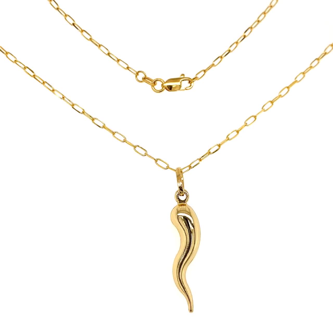14K Solid Gold Cornicello Italian Horn Necklace Horn Pendant | Etsy