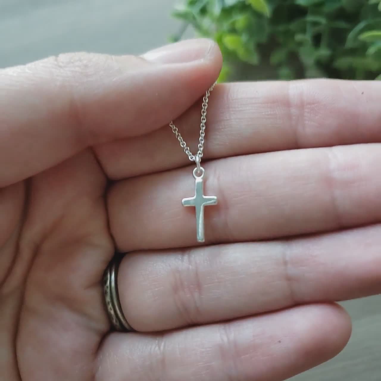 Cross Necklace Sterling Silver Small 