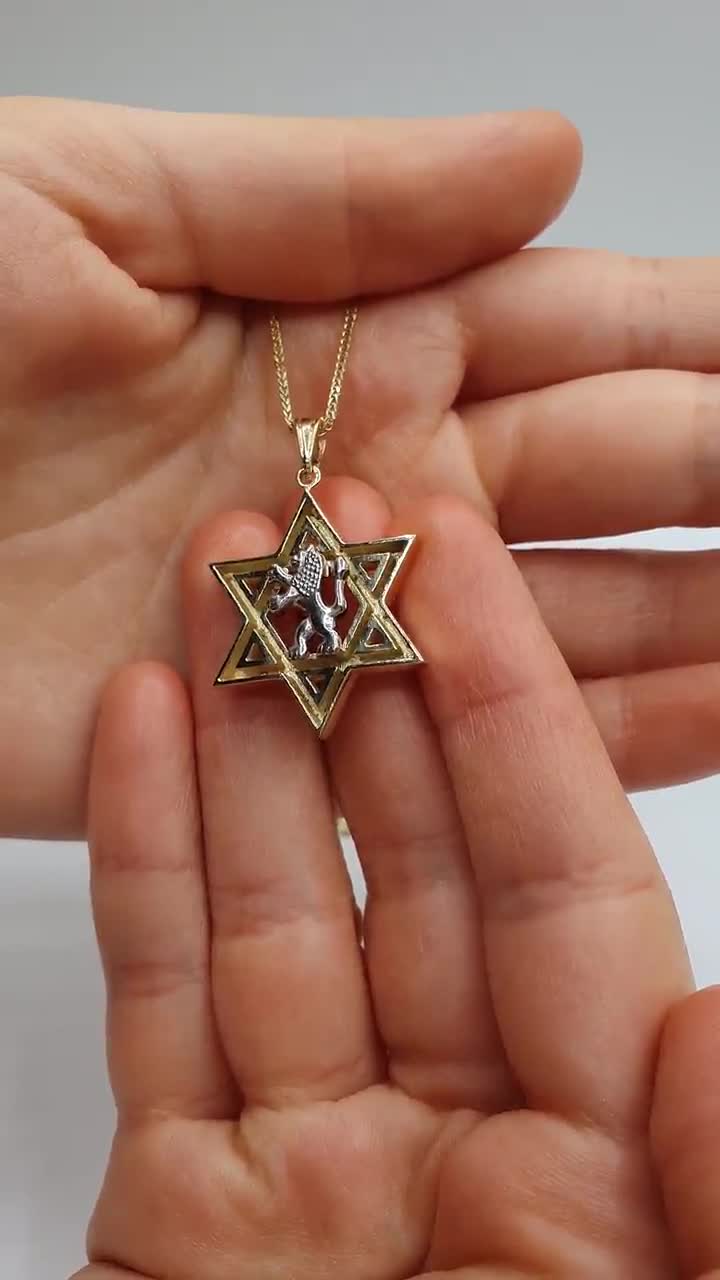 star of david lion of judah pendant