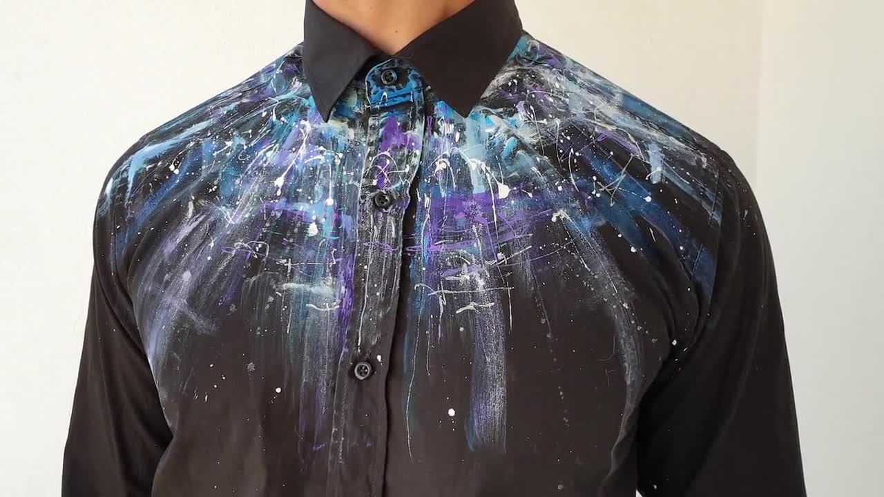 Hand Dyed Mens Shirt Abstract Shirt Black Shirt Buttons Down - Etsy  Singapore