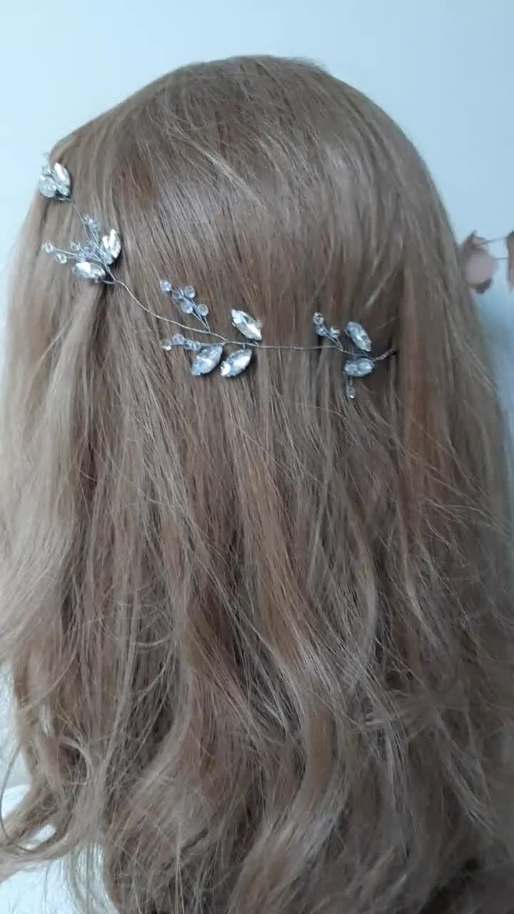 Boho Leaf Hair Vine Rhinestone Crystals Hair Vine Wedding Headpiece Silver Crystal Hair Vine Trouwen Accessoires Haaraccessoires Haarsieraden Bridal Silver Accessory for Hair 