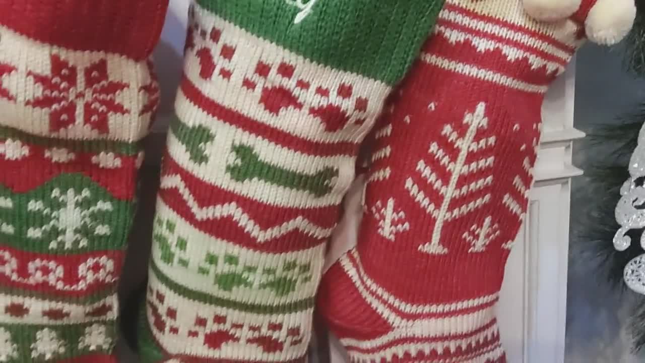 Christmas Holiday Plush Knit Felt Dog Cat Pet and People Stockings 