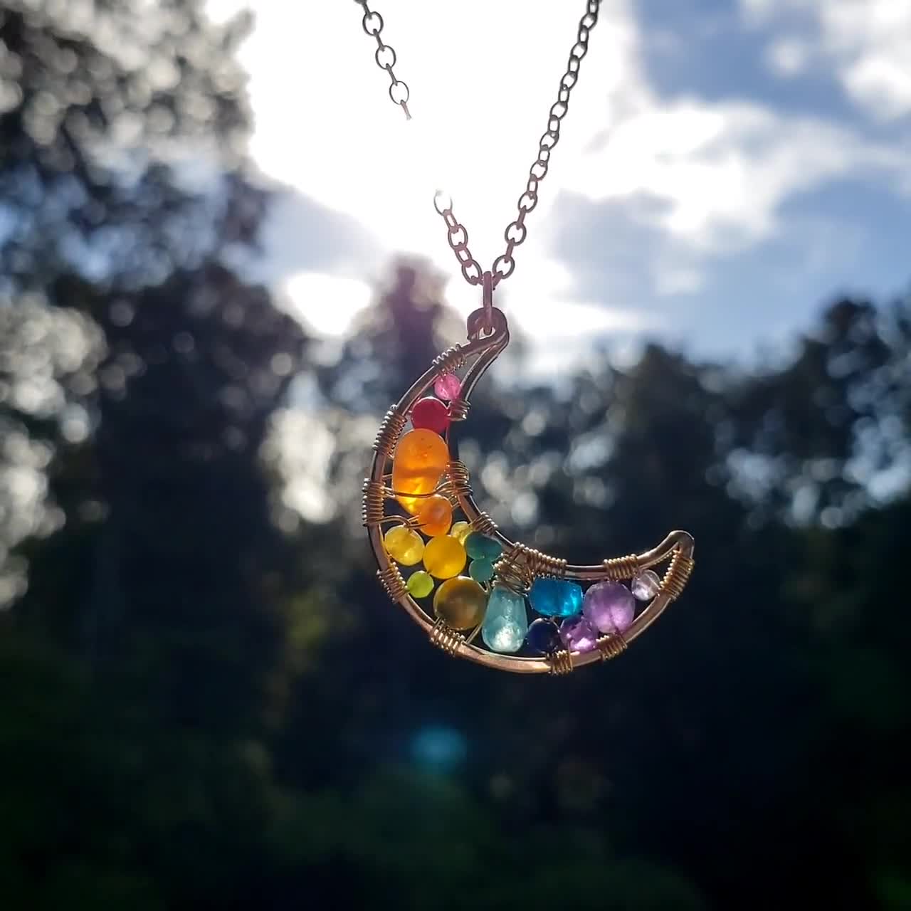 rainbow moon necklace