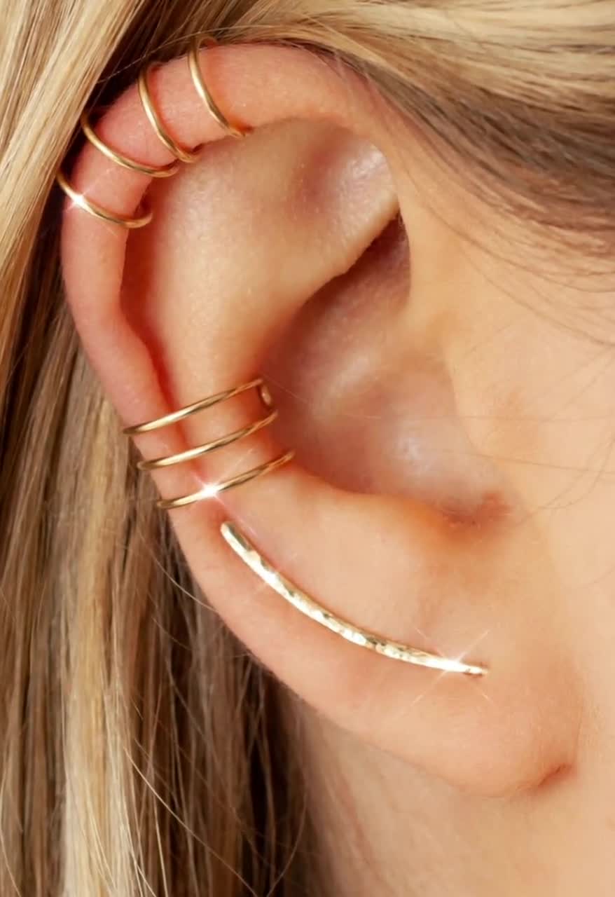 Fake Body Piercing 20gauge Fake Conch Piercing Ear Cuff with Star Charm,Cartilage Earring Ear Wrap Ear Jacket Ear cuff 0.8 