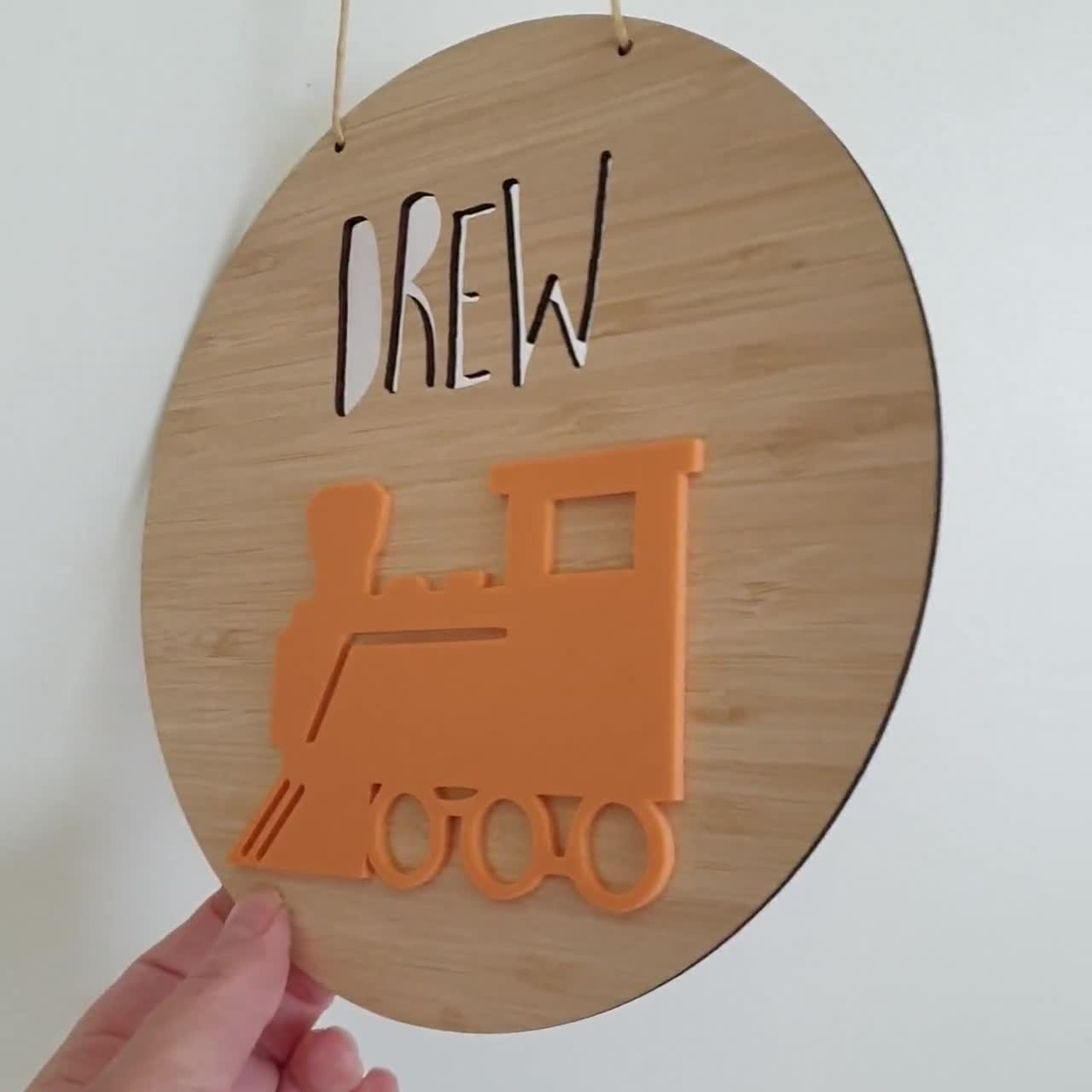 TRAIN  Personalised Wooden Wall-Door Hanging-nursery decor-Plaque-kids door sign-custom name-kids gift-baby gift-lasercut-personalized