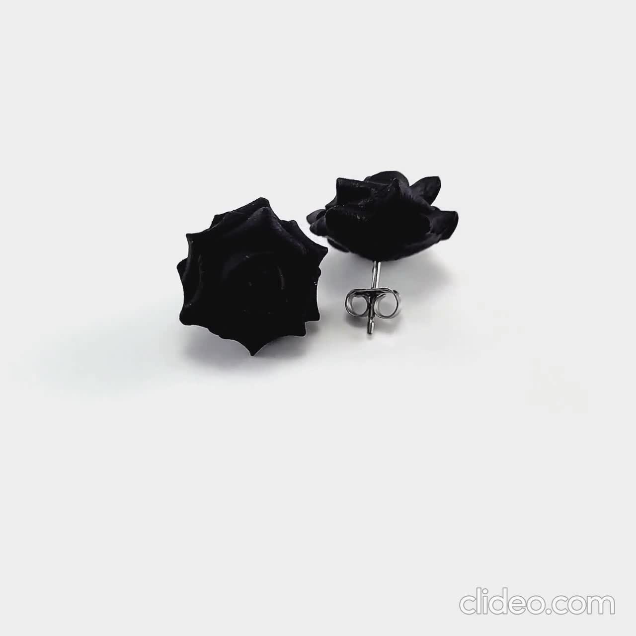 Black Flower Earrings Titanium Hypoallergenic Black Rose Jewelry Flower Earrings Sieraden Oorbellen Oorknopjes Black Rose Earrings Stud or Clip On 