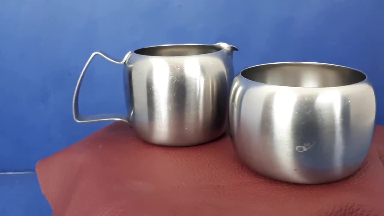 Gift for Her Vintage Cream and Sugar Set Great Condition Stainless Steel