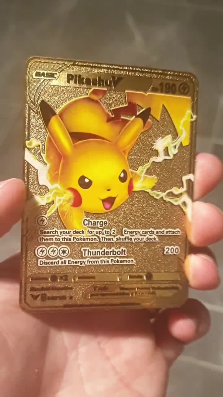 Pokémon Pikachu V Full Art Metall Karte Gold Farbenschock Englisch Sammlung 