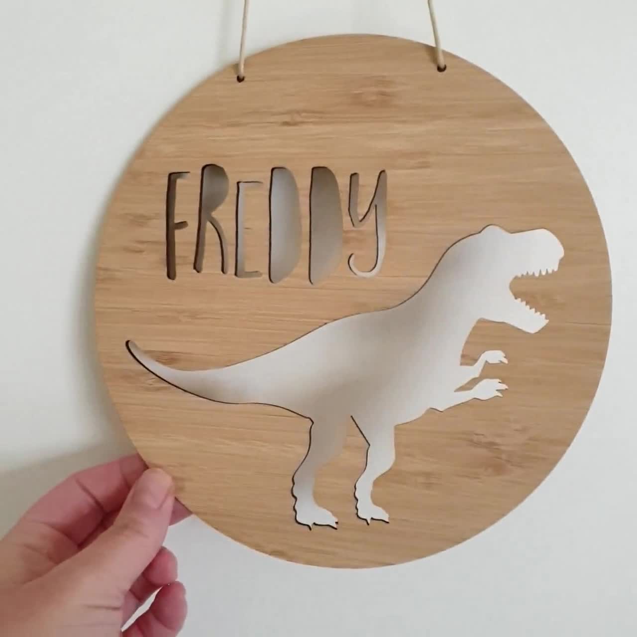 T-rex dinosaur personalised wooden wall plaque