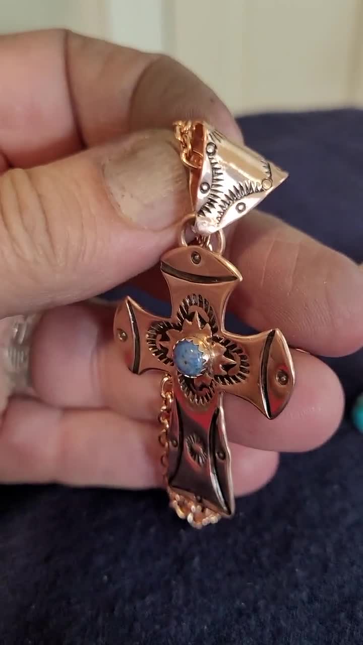 Hand-made Hand-stamped Copper Cross