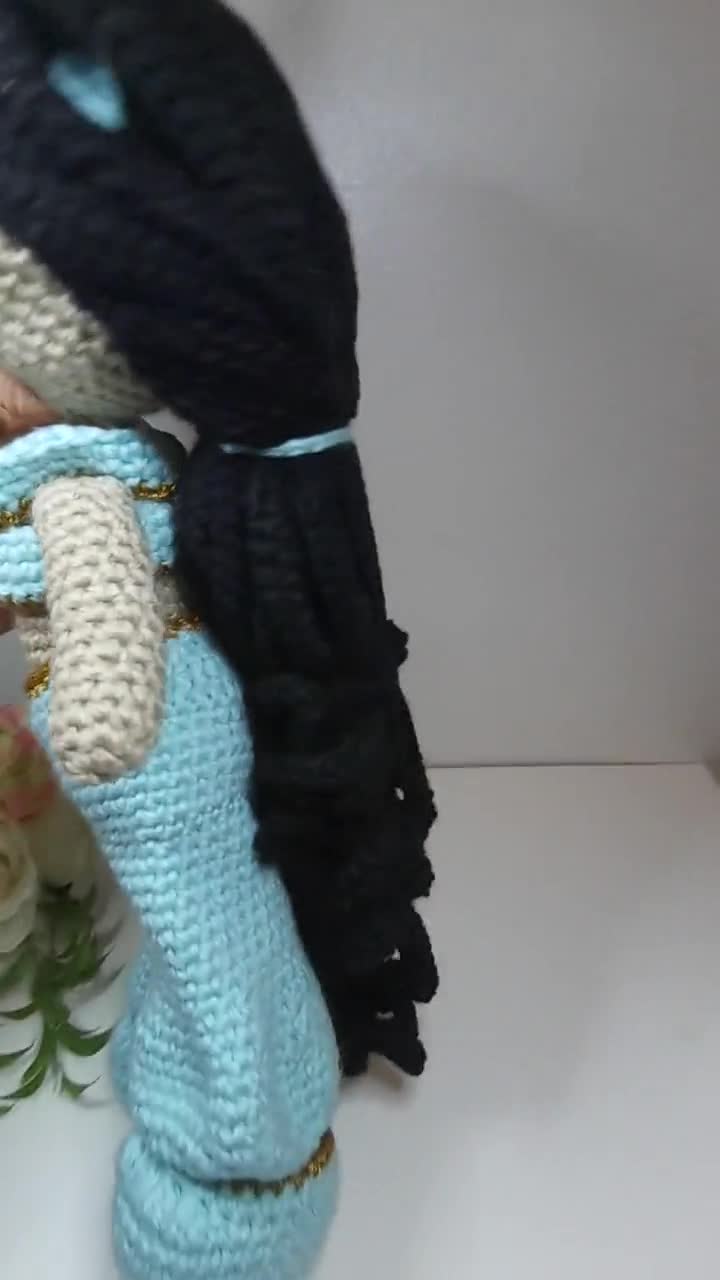 Amigurumi Princess Jasmine Doll. Crochet Jasmine Doll. Princess Handwoven  Doll. Stuffed Doll. Jasmine Soft Doll. Princesa tejida a mano. .