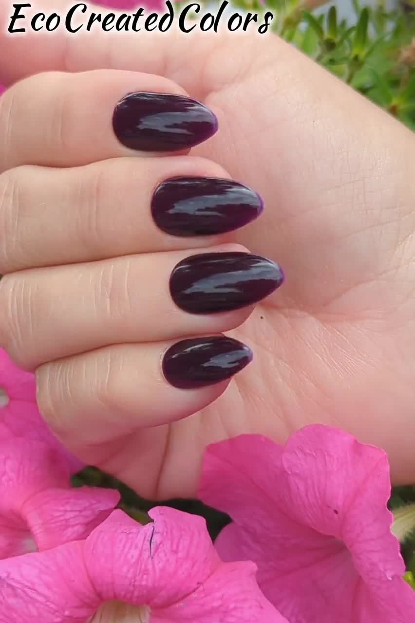 Dark Purple Nail Polish Black/burgundy Polish Gothic Nails : - Etsy