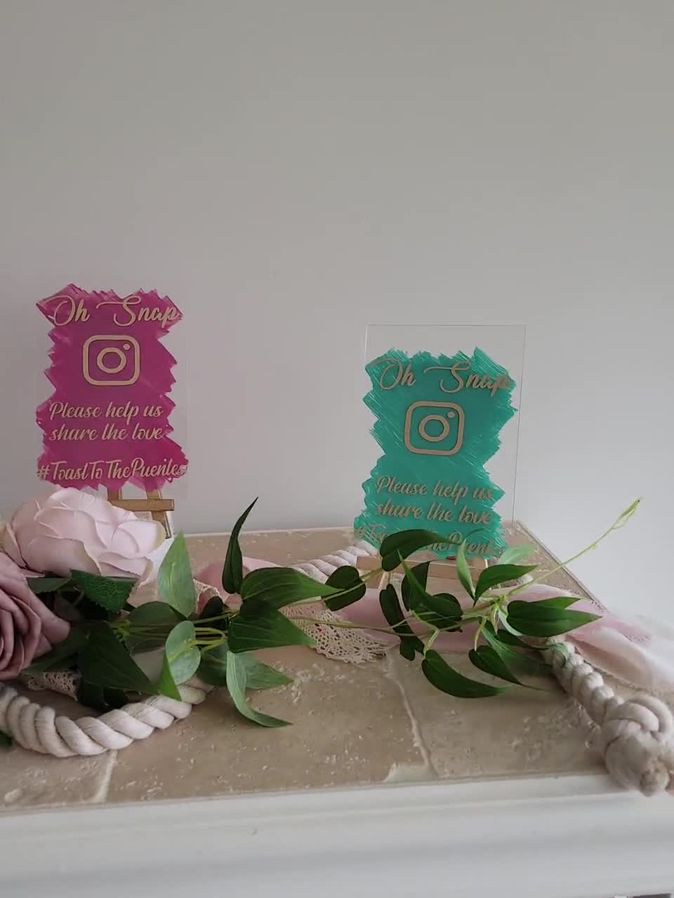 Instagram Signs "Oh Snaps" Wedding Table Decorations pack of 5 