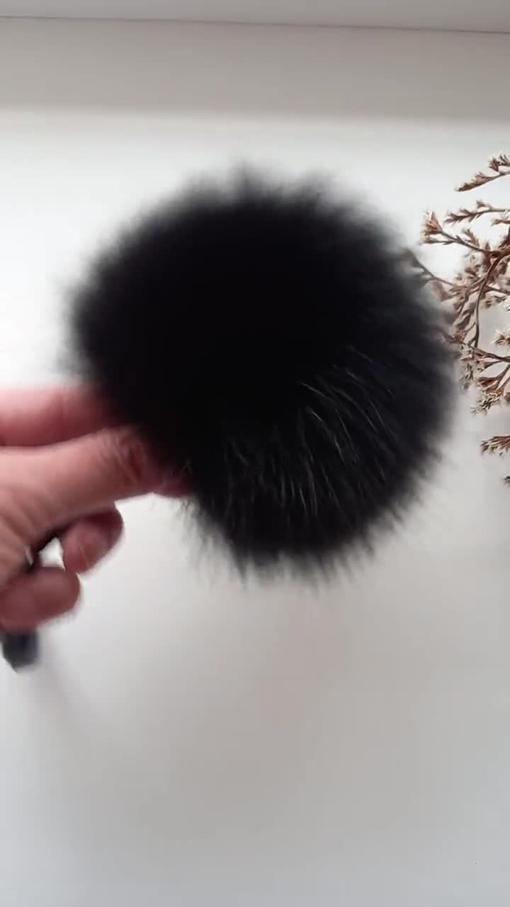 Black Fur Pom Pom Large Pompom Fur 