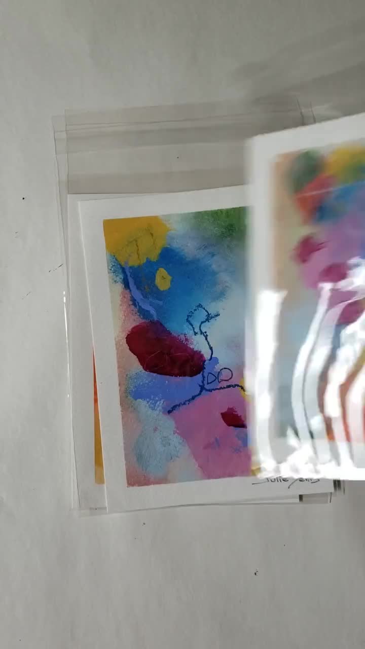 small wall art no print painting modern abstract Painting on paper 5x7 abstract art 5x7 painting bold colorful art office decor