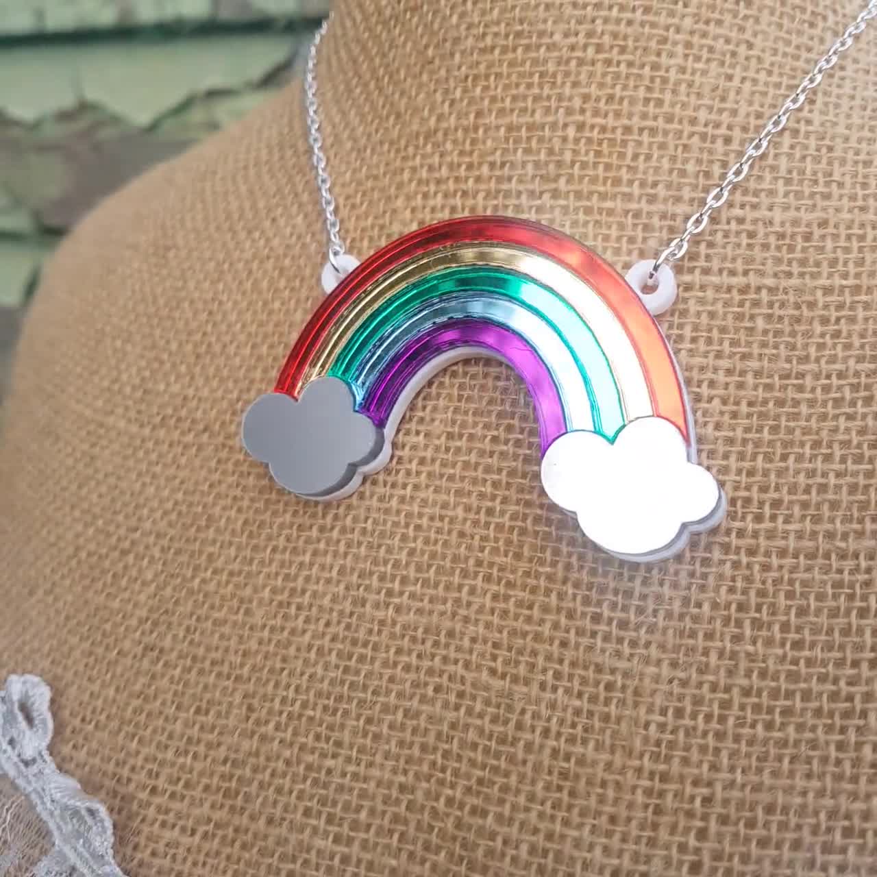 etsy rainbow necklace