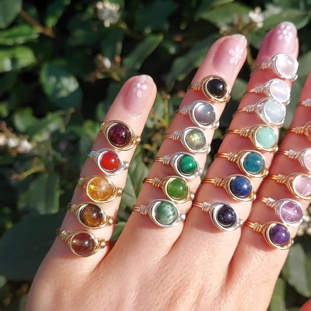 Gemstone Wire Wrapped Accessories Jewellery Rings Multi-Stone Rings Natural Spiritual Healing Crystal Jewellery Crystal Gift for Her Labradorite Braided Ring 