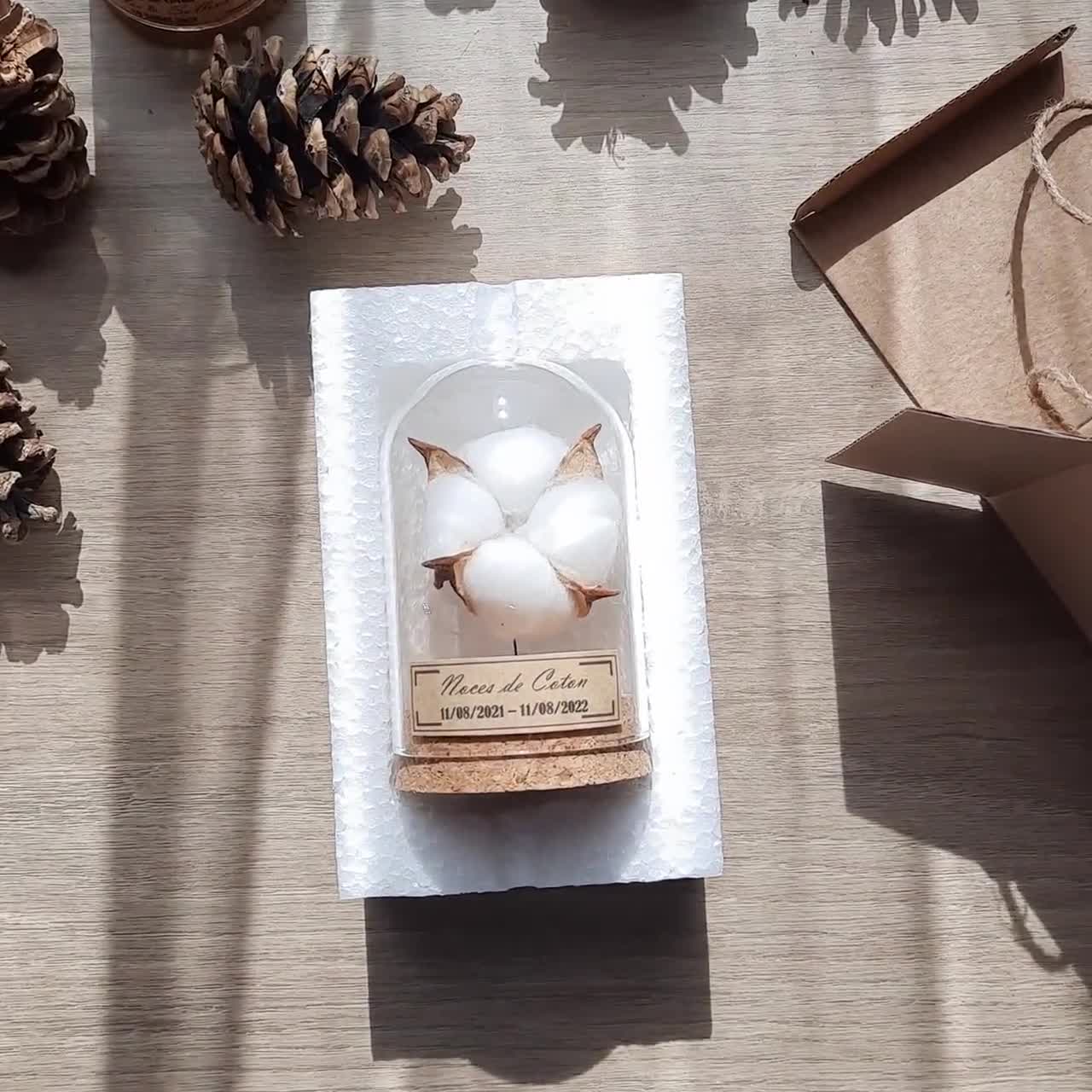 Cadeau Pour Les Noces De Coton Cadeau noces de coton 1 an de mariage cloche en verre - Etsy Canada
