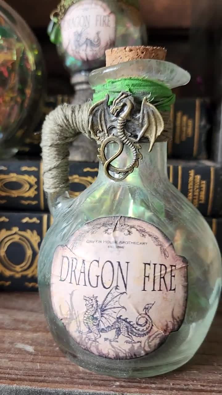 Green Dragon Fire Potion Bottles, Altered Art Potion Bottles, Halloween  Decor, Altered Glass Bottle, Wizard Potion, Halloween Party