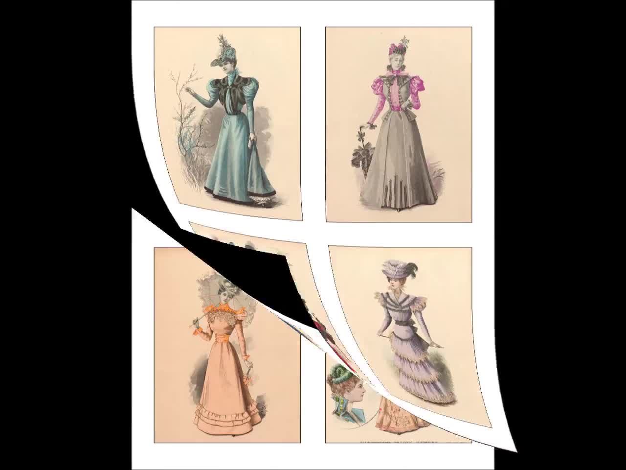 93 Vintage Fashion illustration ephemera pack-2,victorian dress,hats