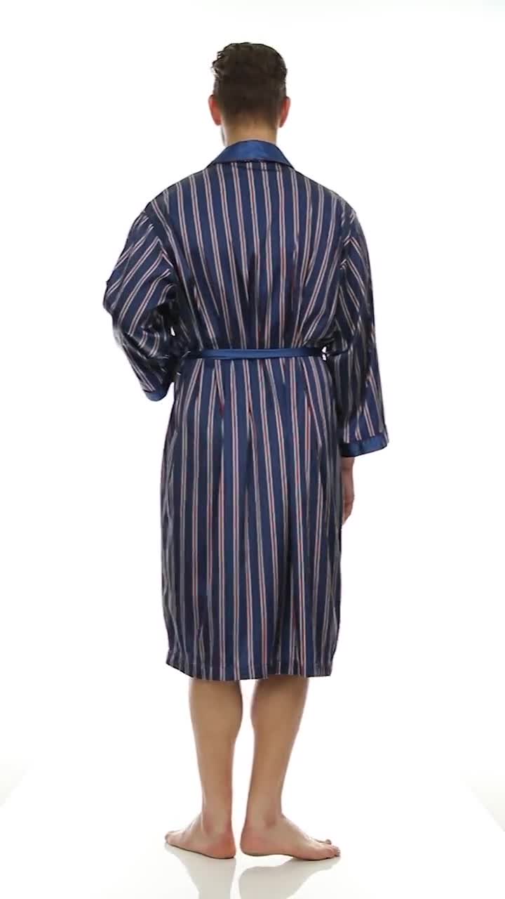 Kleding Herenkleding Pyjamas & Badjassen Jurken Witte Bies Zwaar Gewicht Volledig Gevoerd ZWART / GRIJS Heren Zijden Satijnen Gewaad 
