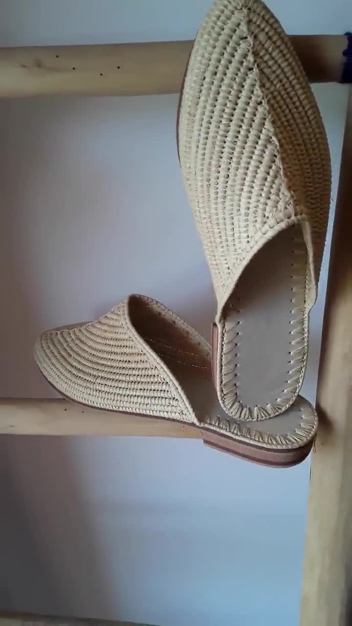 zapatillas hechas a mano pisos de raphia de alta gama Zapatos Zapatos para mujer Pantuflas zapatilla de rafia de mujer para playa babouch marroquí mulas naturales de verano rafia natural 