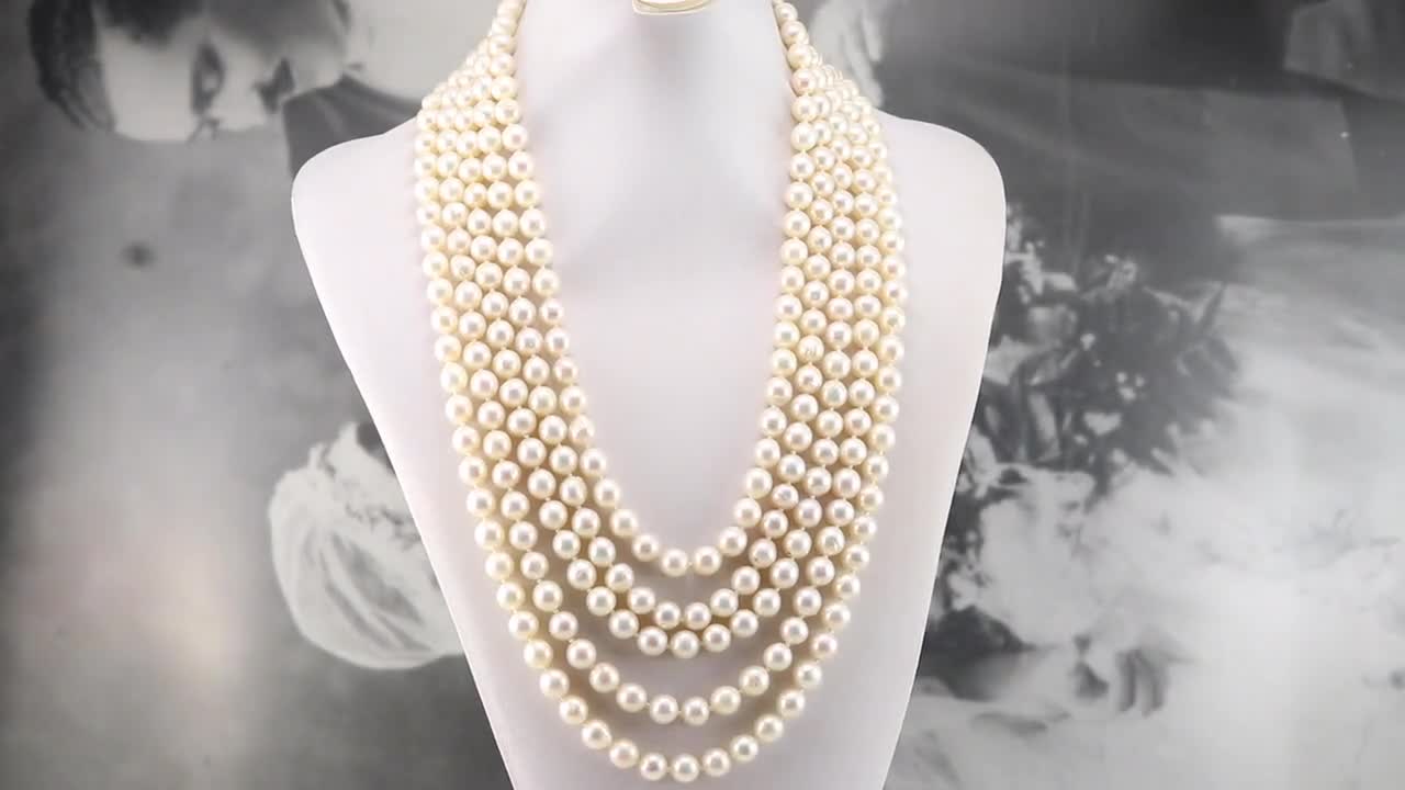Retro Era Culture Pearl Necklace Five Strand Pearls Pearl - Etsy