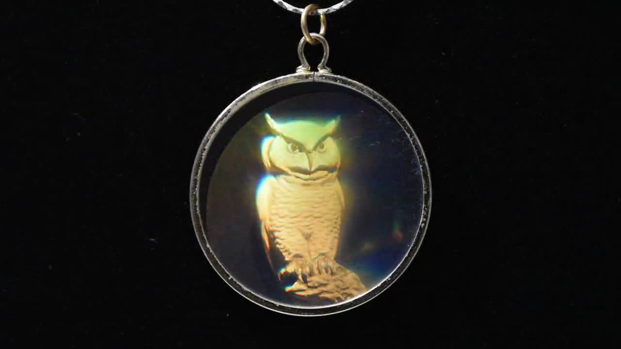 owl hologram pendant