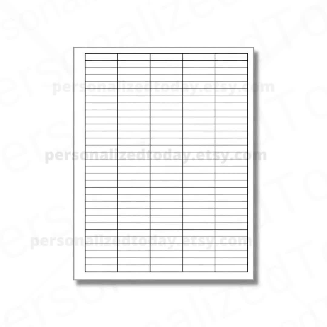 5 x 5 column charts with single header and lines printable and etsy