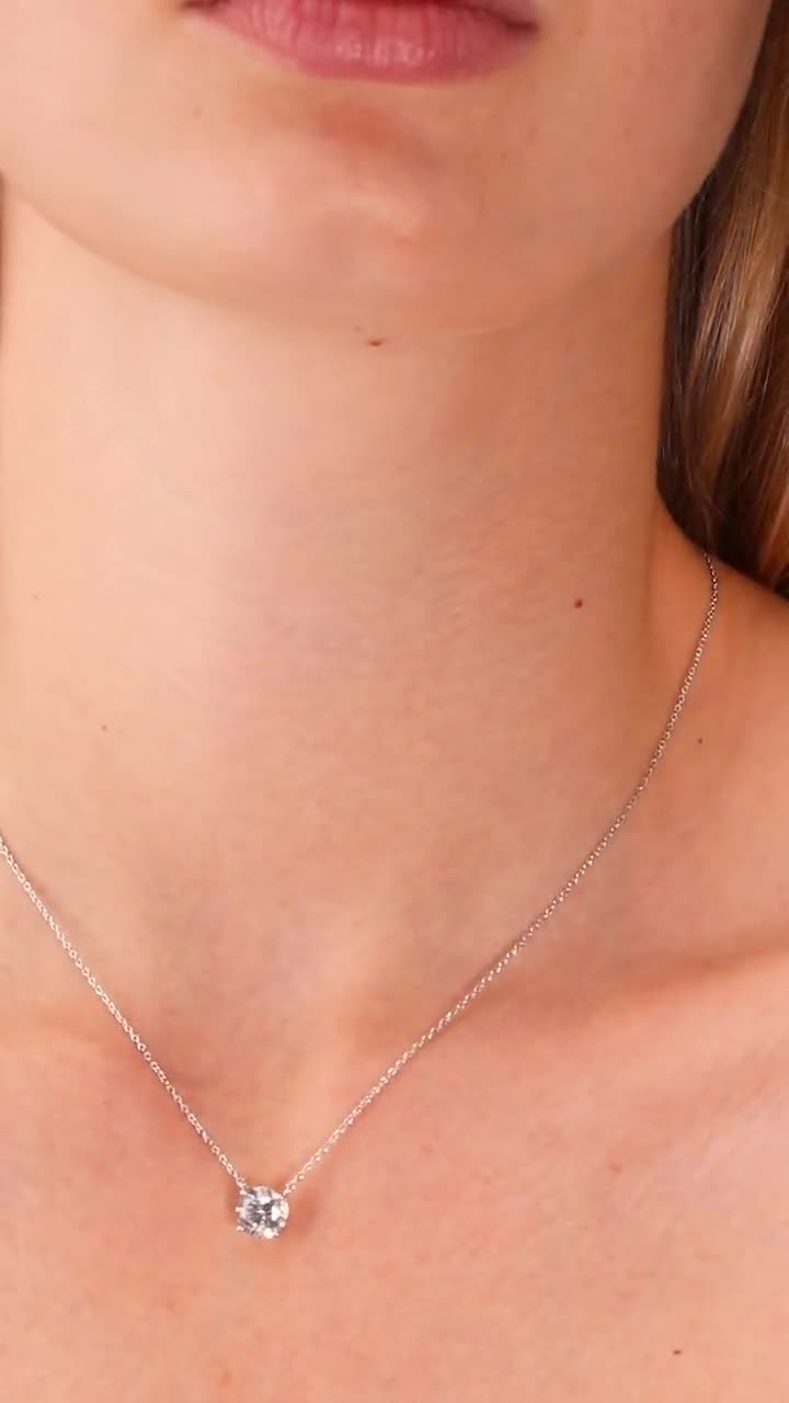 Sieraden Kettingen Hangers Prachtige diamantachtige solitaire ketting sterling zilver en cz TILO sieraden 