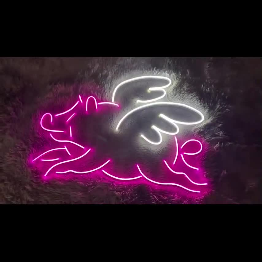 New Flying Pig Artwork Handmade Acrylic Neon Sign 17" 