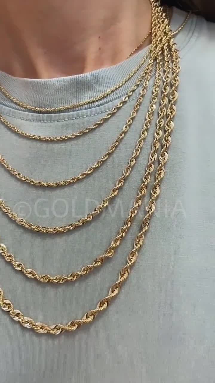14K Yellow Gold Rope Chain Necklace, 14