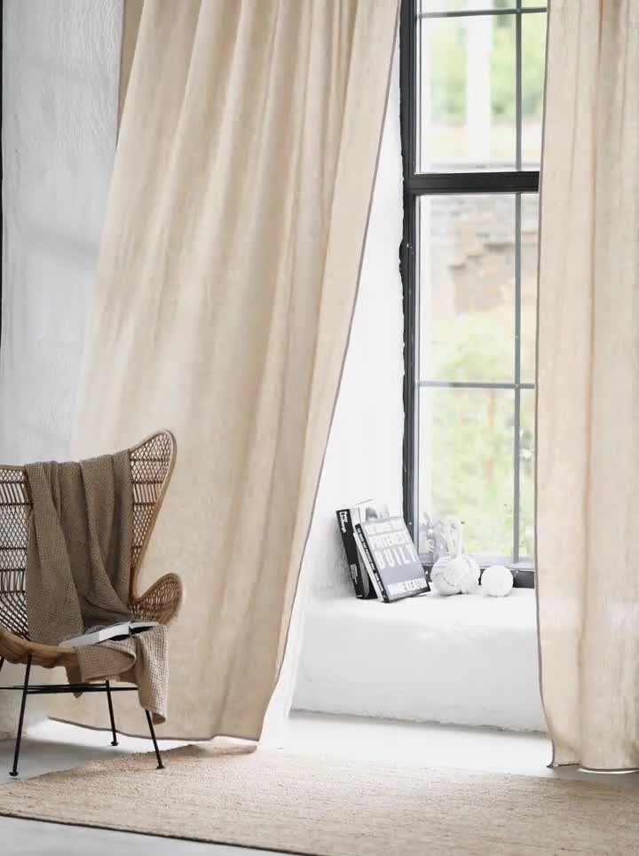 Semi Sheer Linen Drapes Open Weave Cream 4 Sizes Rod Pocket Window Curtain Panel 