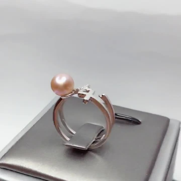 ring blank without pearl cross pattern ring mounting gift DIY jewelry DIY zircon solid sterling silver ring setting