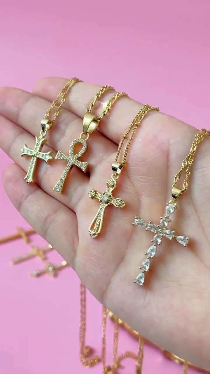 Sieraden Kettingen Bedelkettingen Gouden Kruis Ketting Goud Sierlijke Religieuze Kruis Vrouwen Mannen Kinderen Ketting Gouden Ketting Ketting Gouden Charme Hanger Bidden Rozenkrans Hanger Gift 