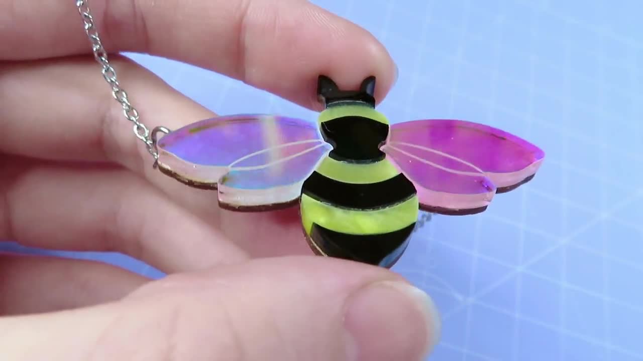 Bumblebee bee Necklace Laser Cut Acrylic Necklace animal jewelry wildlife fun