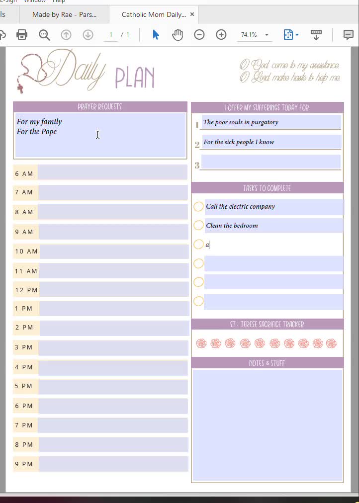 Catholic Mom Planner Daily Plan Sheet Simple Day Planner Baritus Journal  Calendar Liturgical Year Latin Mass Printable Digital Download Fill